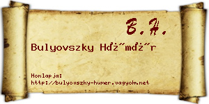 Bulyovszky Hümér névjegykártya